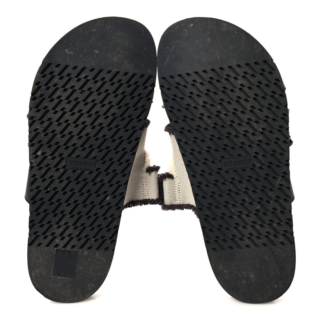 Techno Fringed H Canvas Caflskin Womens Chypre Sandals 39 Prunoir Black wholesalehk.shop