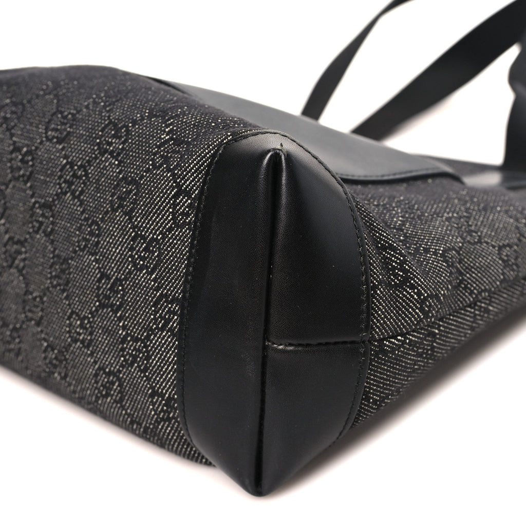 Denim Monogram Tote Bag Black wholesalehk.shop