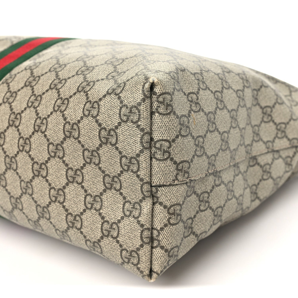 GG Supreme Monogram Textured Calfskin Web Medium Ophidia Shopping Tote Beige Ebony New Acero wholesalehk.shop