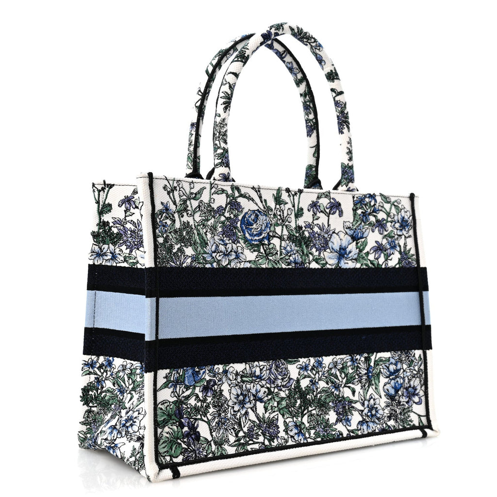 Canvas Embroidered Medium Flowers Book Tote Blue £¨ Direct shipment via from wholesalehk.shop