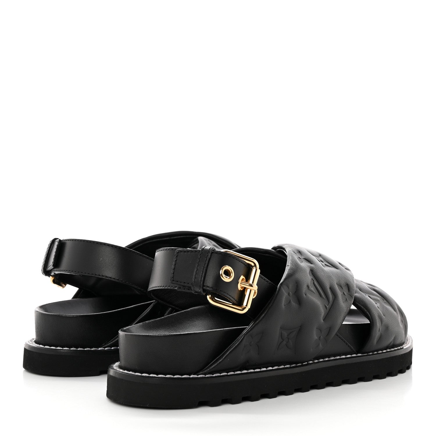 Lambskin Monogram Embossed Paseo Flat Comfort Sandals 39 Black £¨ Direct shipment via from wholesalehk.shop