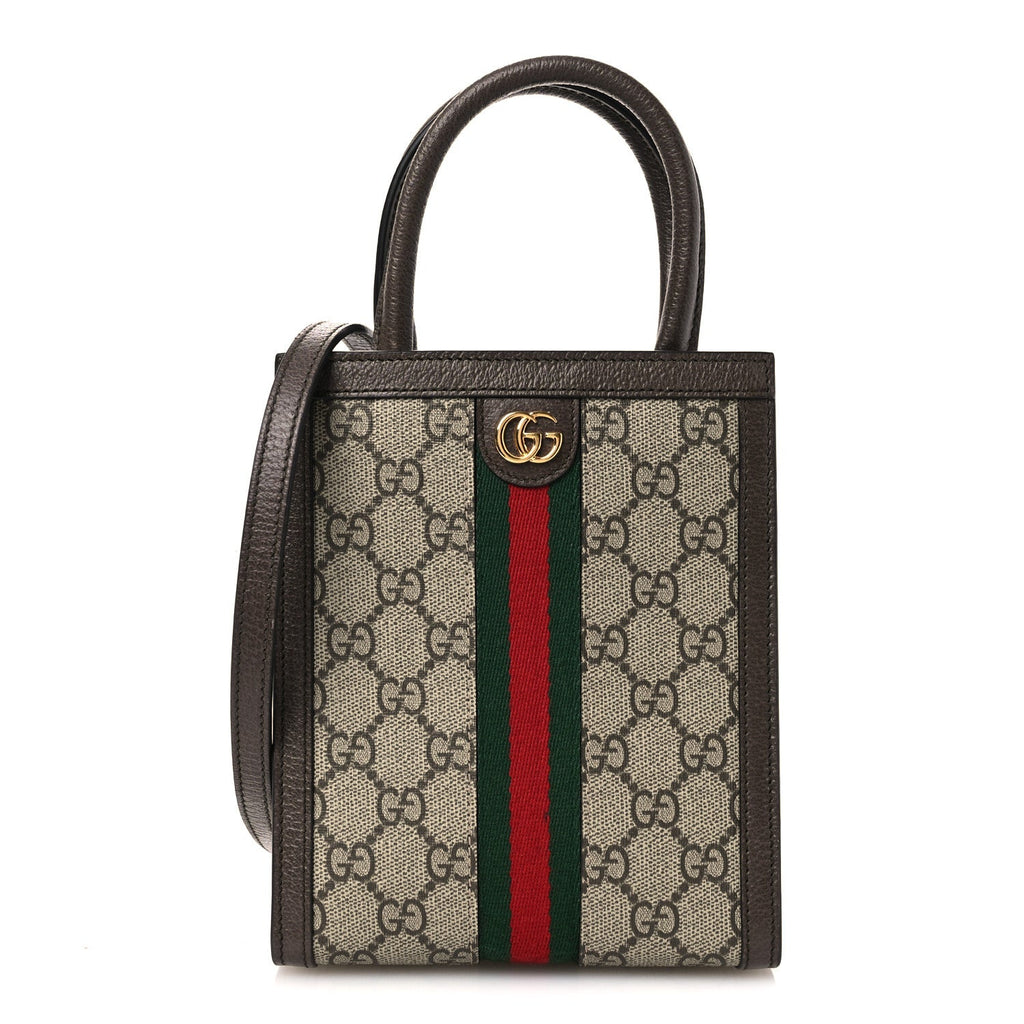 GG Supreme Monogram Textured Dollar Calfskin Web Super Mini Ophidia Mini Tote Bag Beige Ebony New Acero wholesalehk.shop
