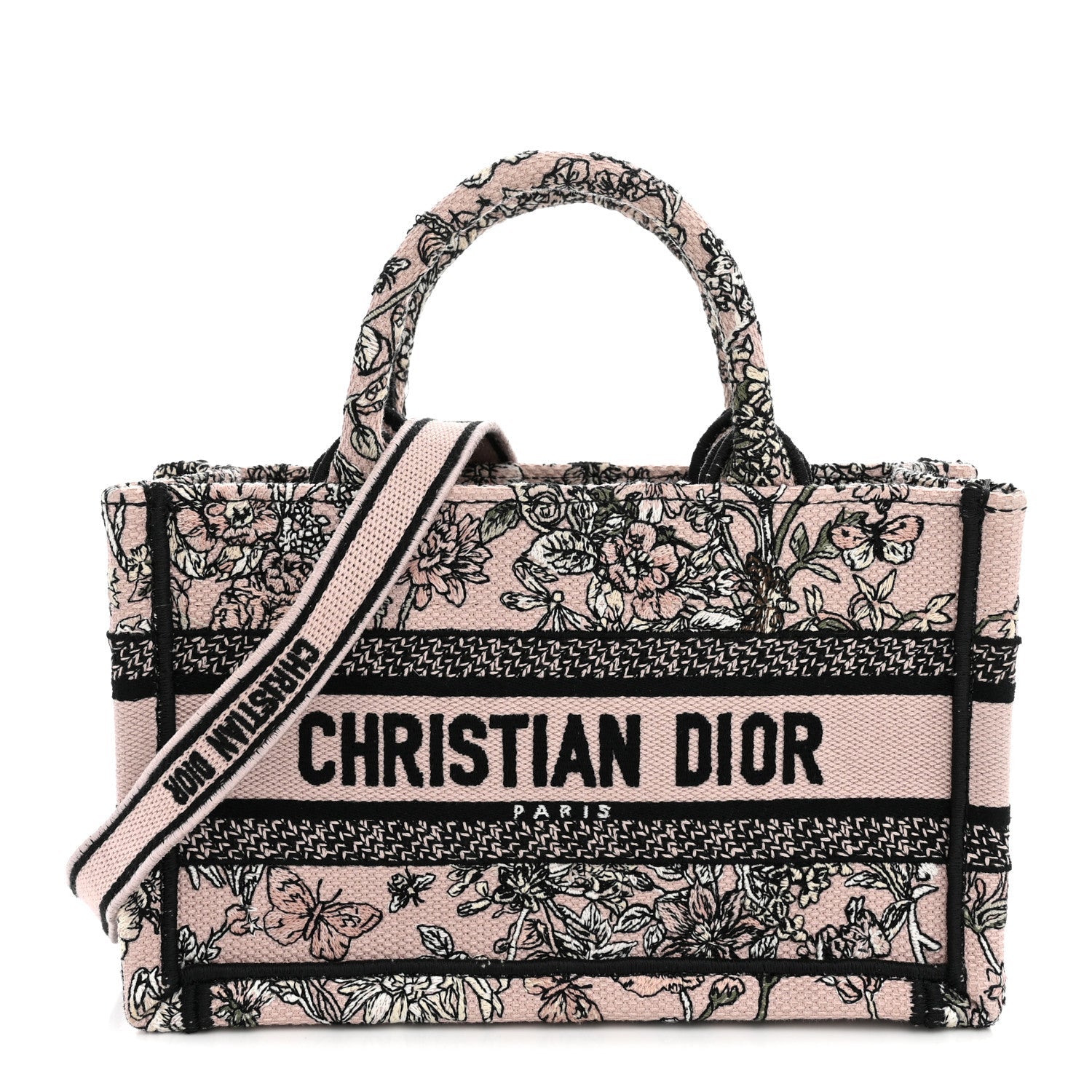 Canvas Embroidered Mini Book Tote With Strap Pink Multicolor £¨ Direct shipment via from wholesalehk.shop