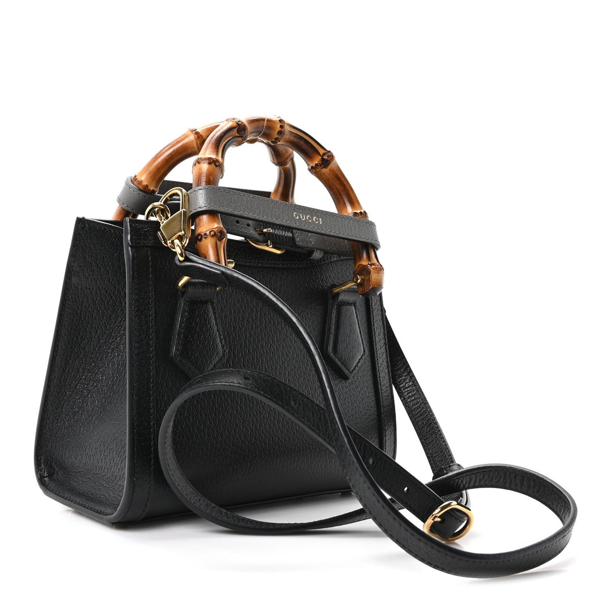 Textured Dollar Calfskin Web Mini Diana Tote Bag Black Dusty Grey wholesalehk.shop