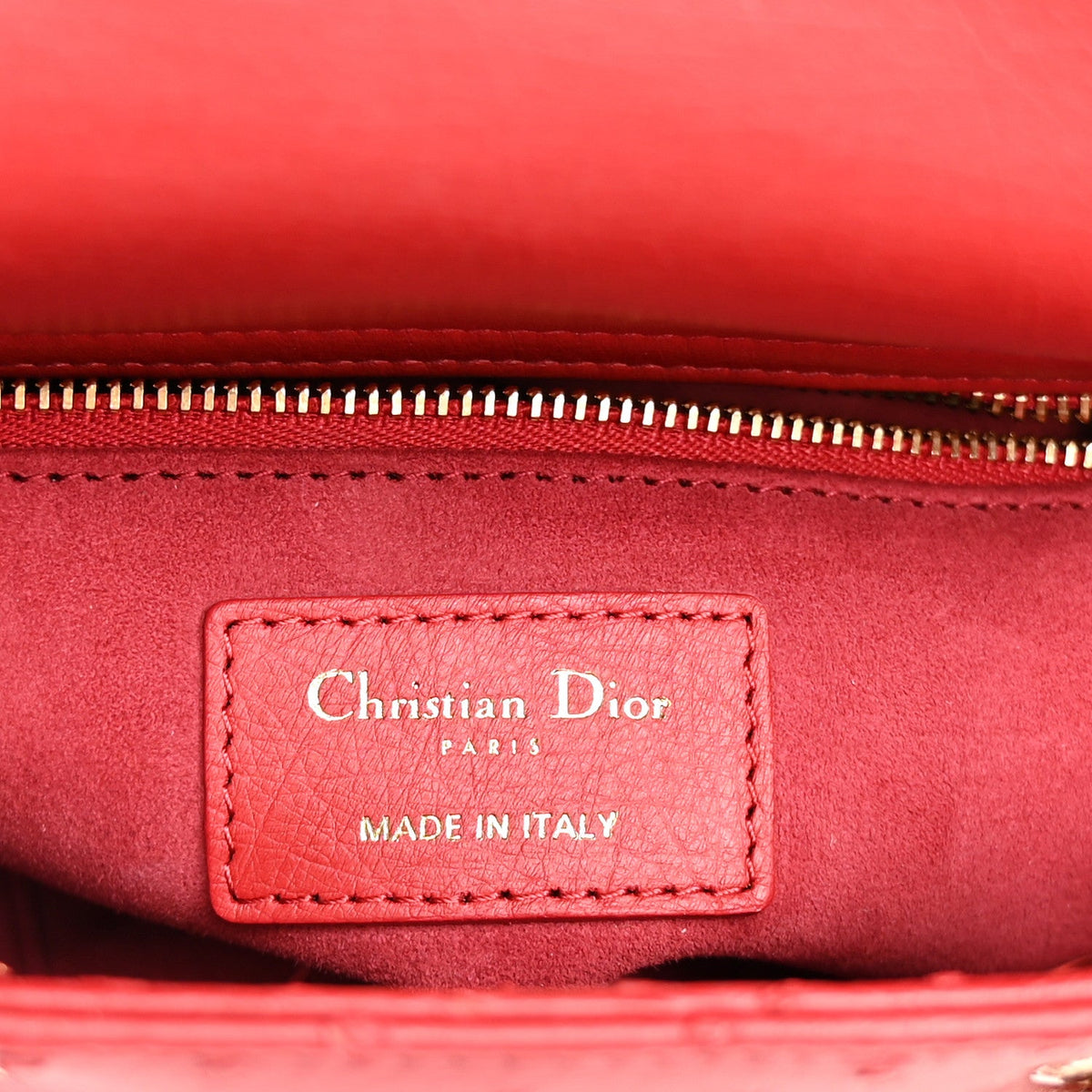 Ostrich Small Lady Dior Red wholesalehk.shop