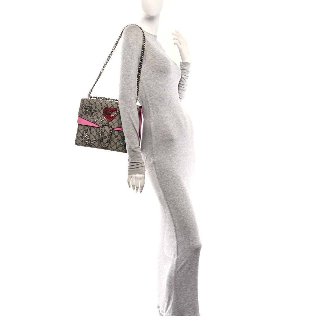 GG Supreme Monogram Suede Pierced Heart Embroidered Medium Dionysus Shoulder Bag Beige Ebony Pink Tropical Flower wholesalehk.shop