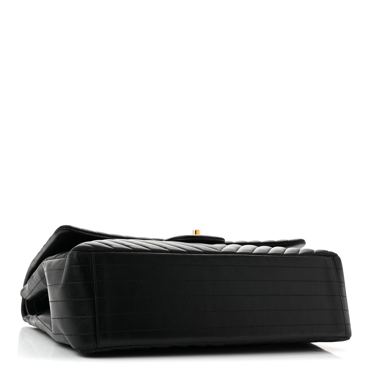 Lambskin Chevron Quilted Maxi Double Flap Black wholesalehk.shop