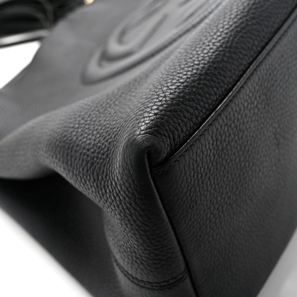 Pebbled Calfskin Medium Soho Chain Shoulder Bag Black wholesalehk.shop