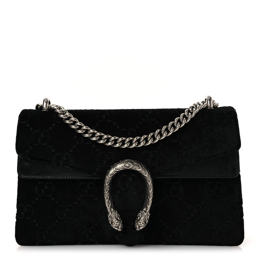 Velvet GG Monogram Small Dionysus Shoulder Bag Black wholesalehk.shop