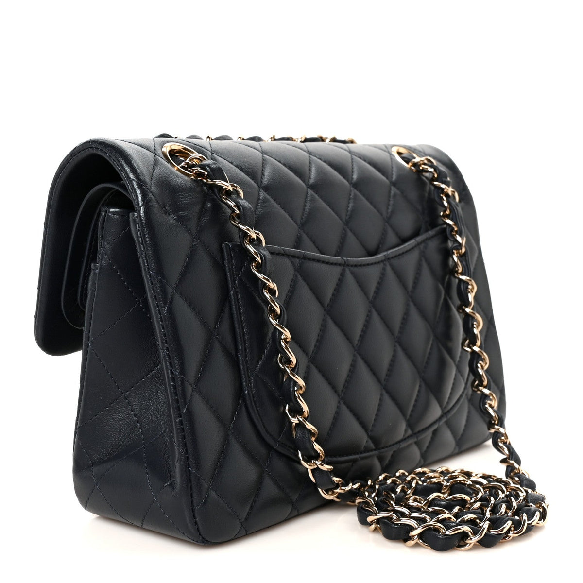 Lambskin Quilted Small Double Flap Navy wholesalehk.shop