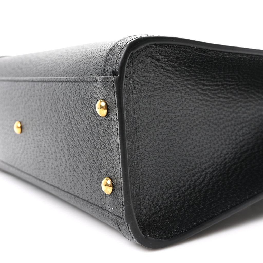 Textured Dollar Calfskin Web Small Diana Tote Bag Black Dusty Grey wholesalehk.shop