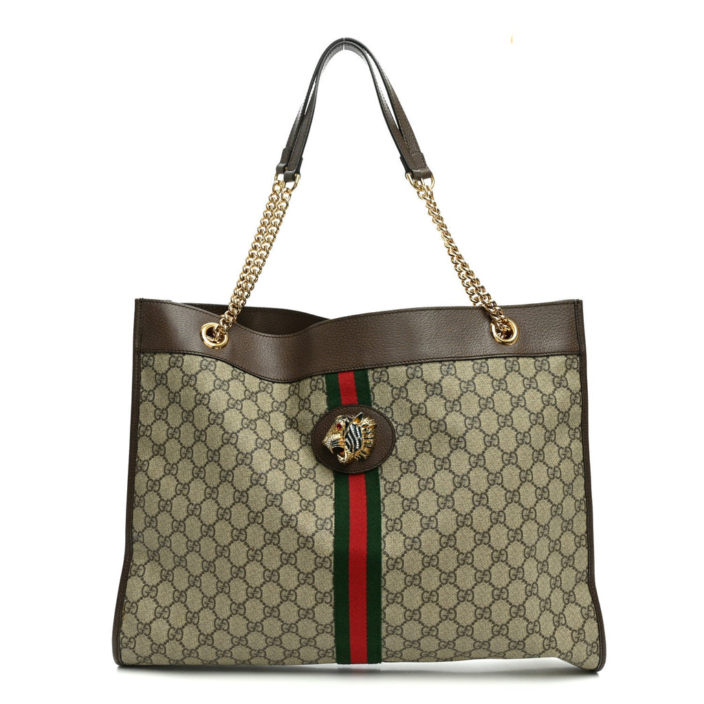 GG Supreme Monogram Large Rajah Chain Tote Beige New Acero wholesalehk.shop