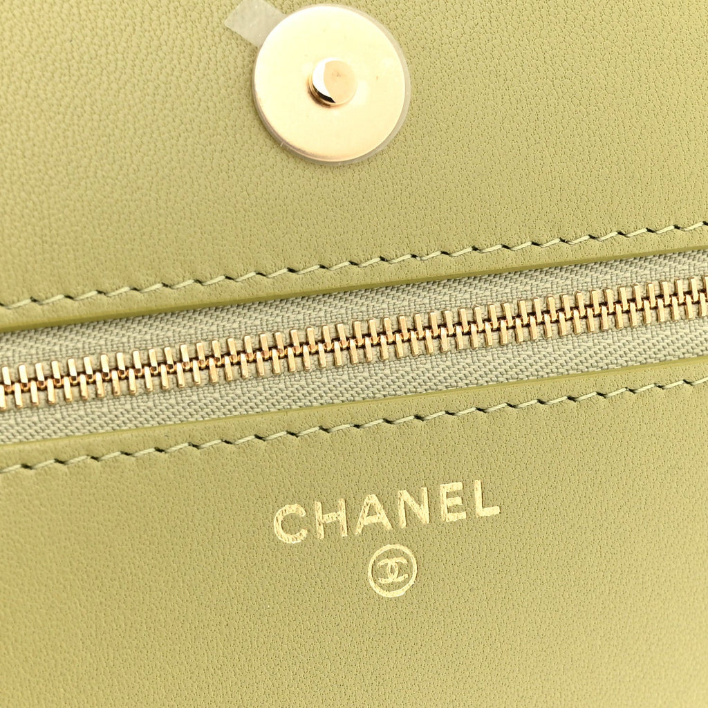 Calfskin Lizard Embossed Wallet On Chain WOC Green wholesalehk.shop