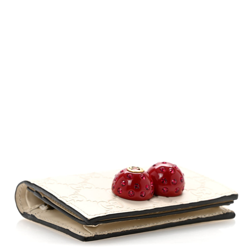 Guccissima Cherries Card Case Wallet White £¨ Direct shipment via from wholesalehk.shop