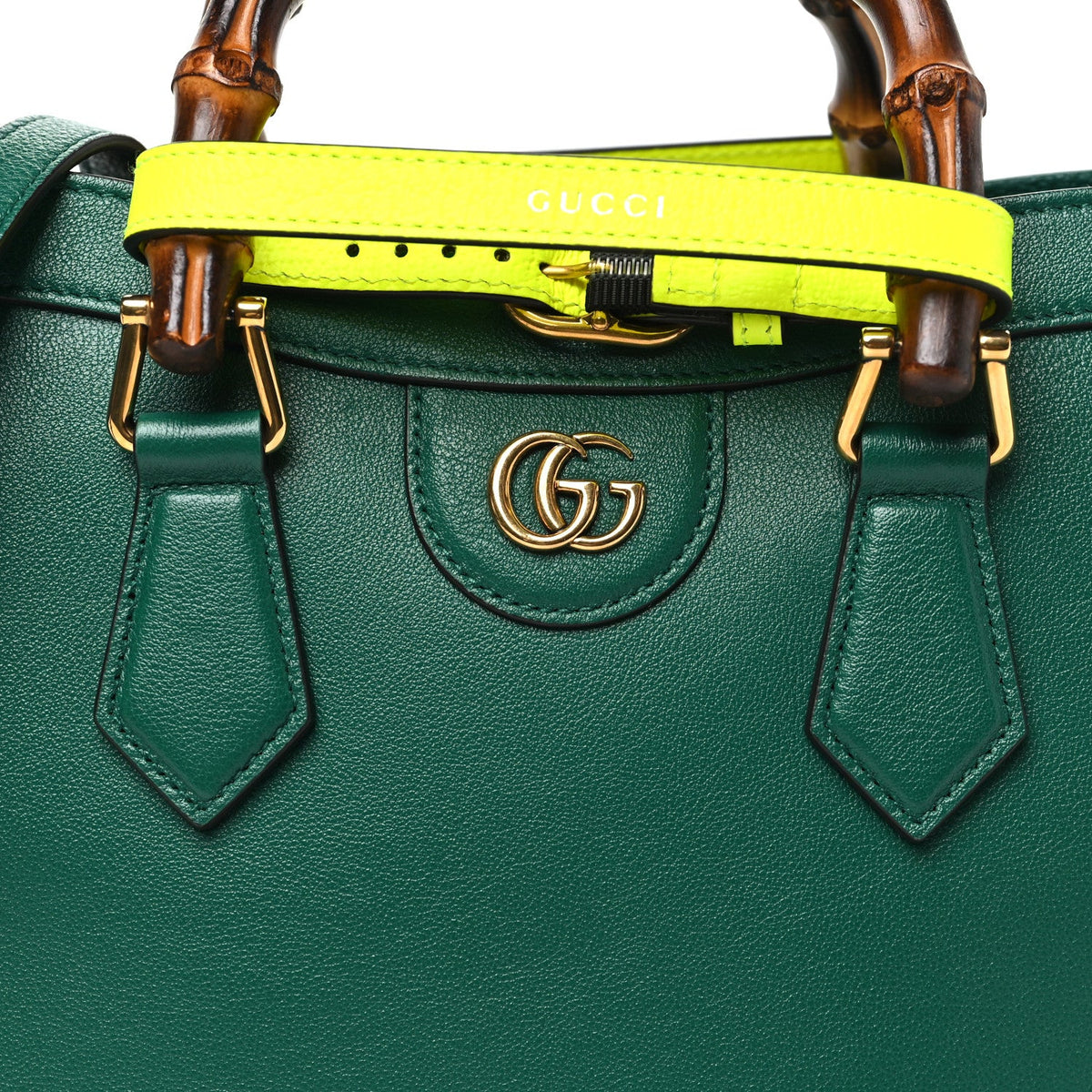 Wonka Grain Calfskin Small Diana Tote Bag Green Yellow Fluo wholesalehk.shop