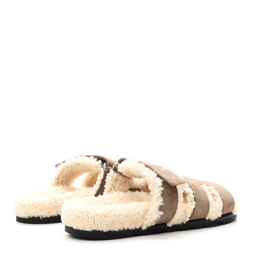 Suede Goatskin Woolskin Womens Chypre Sandals 38.5 Etoupe wholesalehk.shop