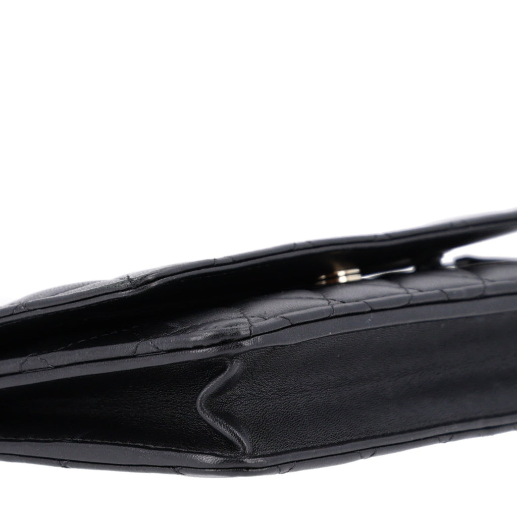 Lambskin Quilted Pearl Wallet On Chain WOC Black wholesalehk.shop