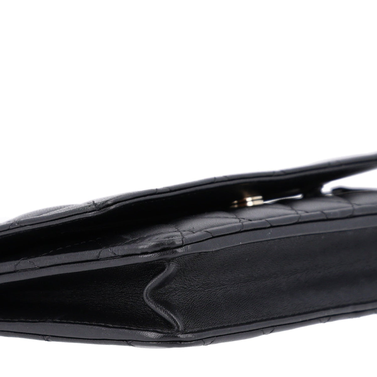 Lambskin Quilted Pearl Wallet On Chain WOC Black wholesalehk.shop
