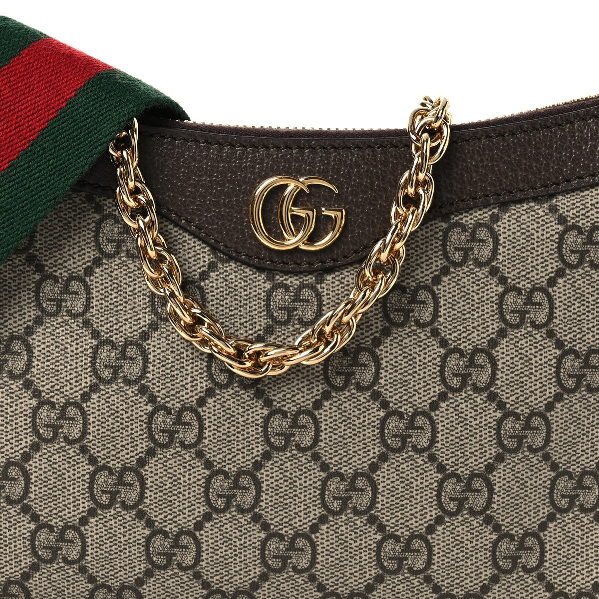 GG Supreme Monogram Textured Dollar Calfskin Web Small Ophidia GG Handbag Beige Ebony New Acero wholesalehk.shop