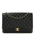 Lambskin Quilted Maxi Double Flap Black wholesalehk.shop