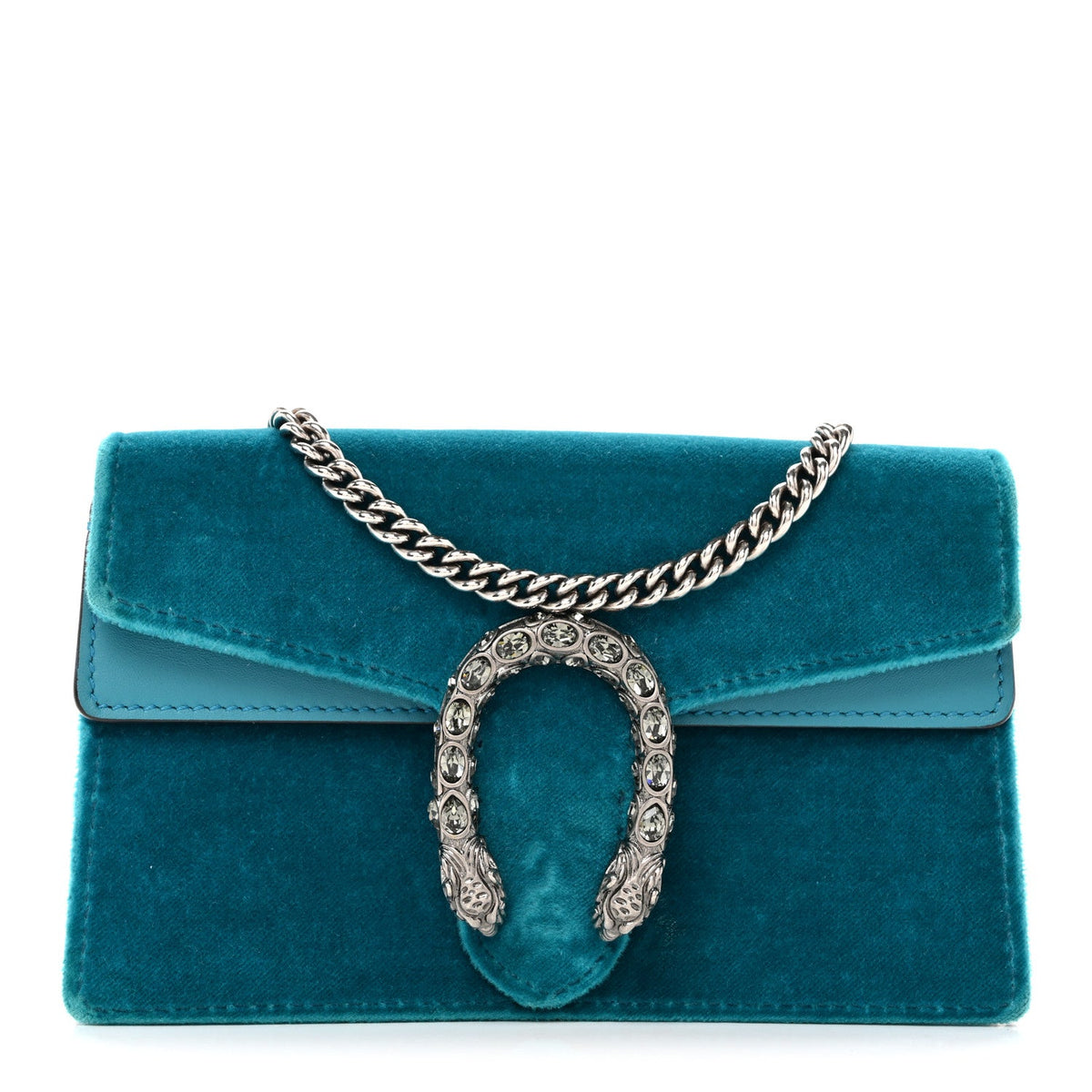 Velvet Super Mini Dionysus Shoulder Bag Pavone Cyan wholesalehk.shop