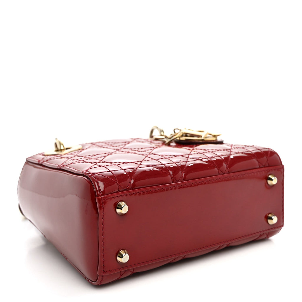 Patent Cannage Mini Lady Dior Red wholesalehk.shop
