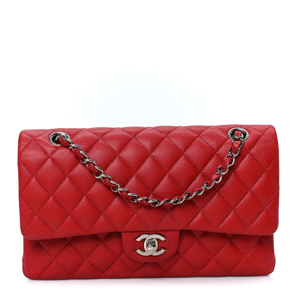 Caviar Quilted Medium Double Flap Red wholesalehk.shop