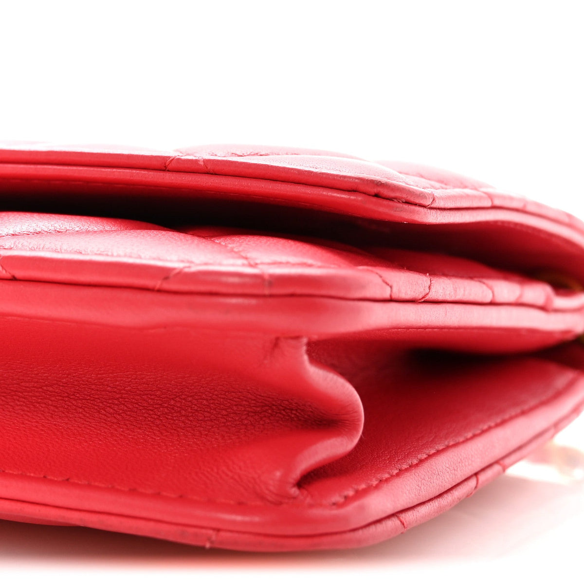 Lambskin Quilted CC Pearl Crush Wallet on Chain WOC Red wholesalehk.shop