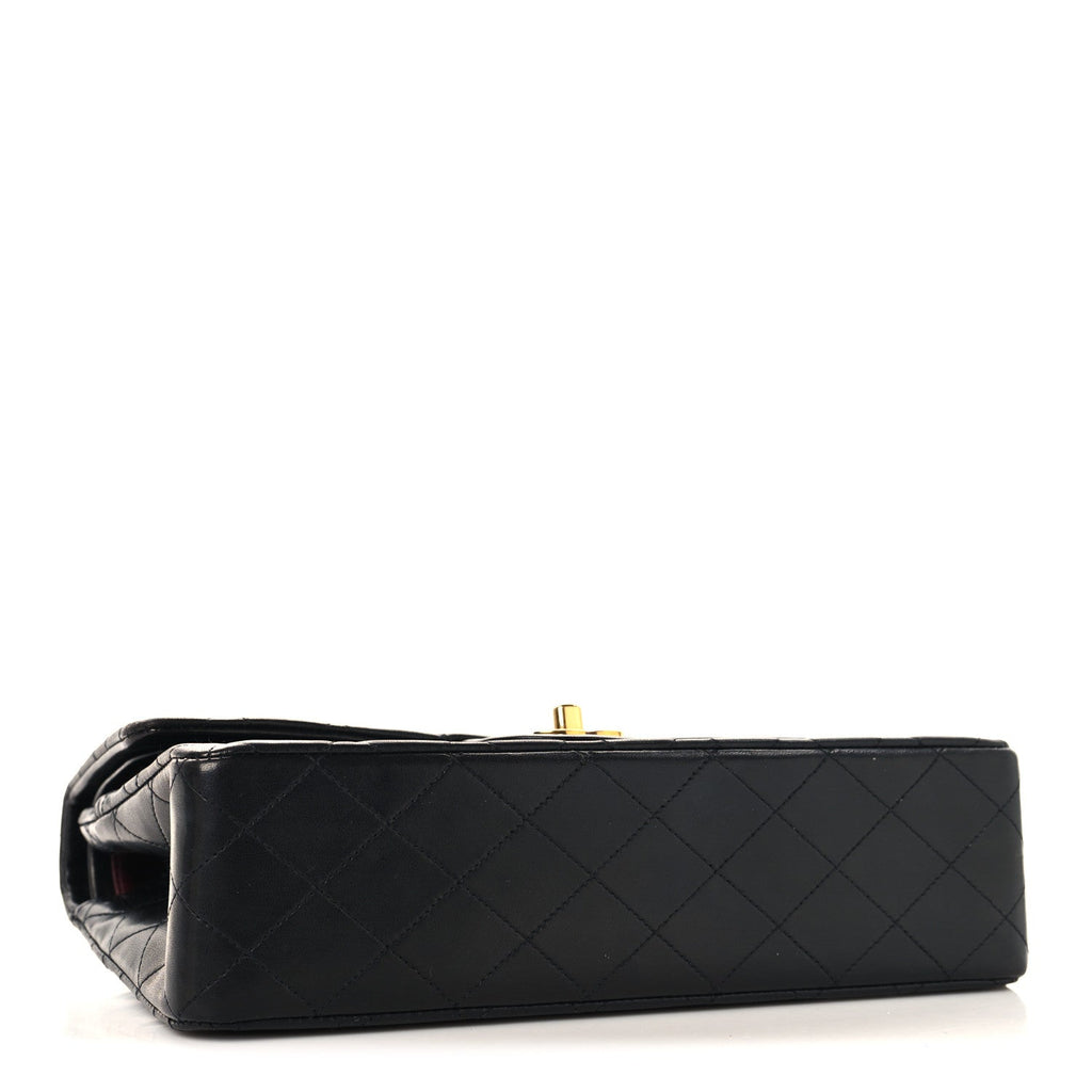 Lambskin Quilted Medium Double Flap Black wholesalehk.shop
