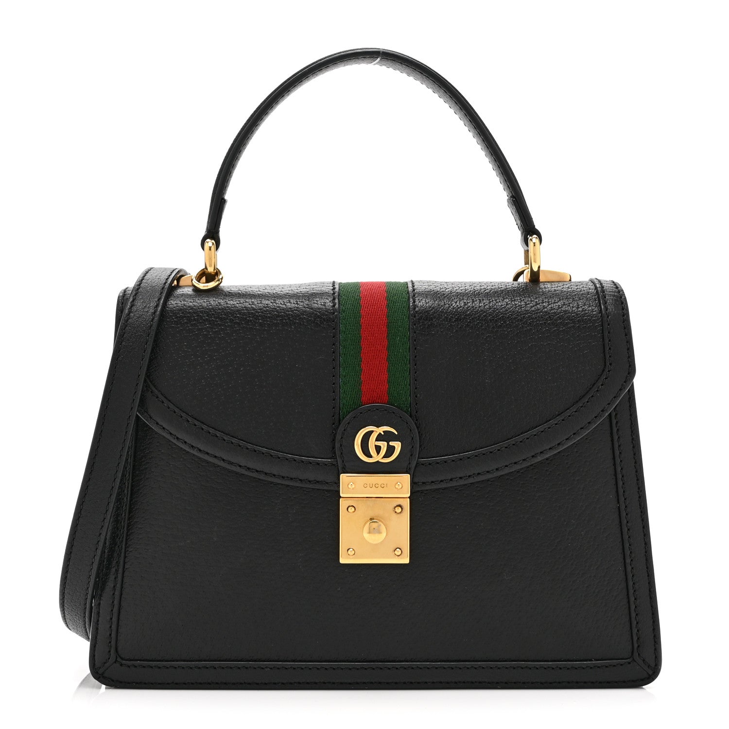 Textured Dollar Calfskin Web Small Ophidia Padlock Top Handle Bag Black £¨ Direct shipment via from wholesalehk.shop