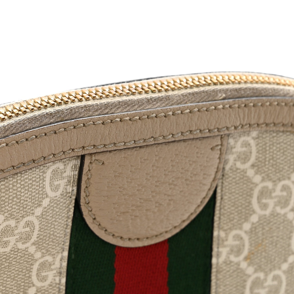 GG Supreme Monogram Textured Dollar Calfskin Web Small Ophidia Dome Shoulder Beige Mystic White Oatmeal wholesalehk.shop