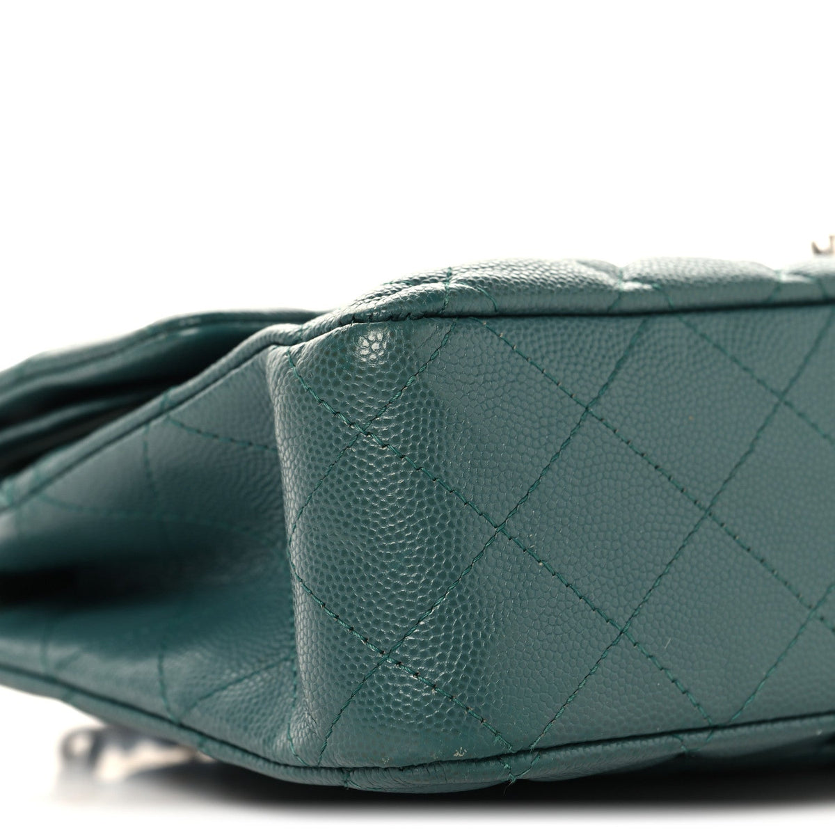 Caviar Quilted Medium Double Flap Green wholesalehk.shop