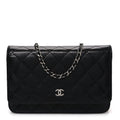 Caviar Quilted Wallet on Chain WOC Black wholesalehk.shop