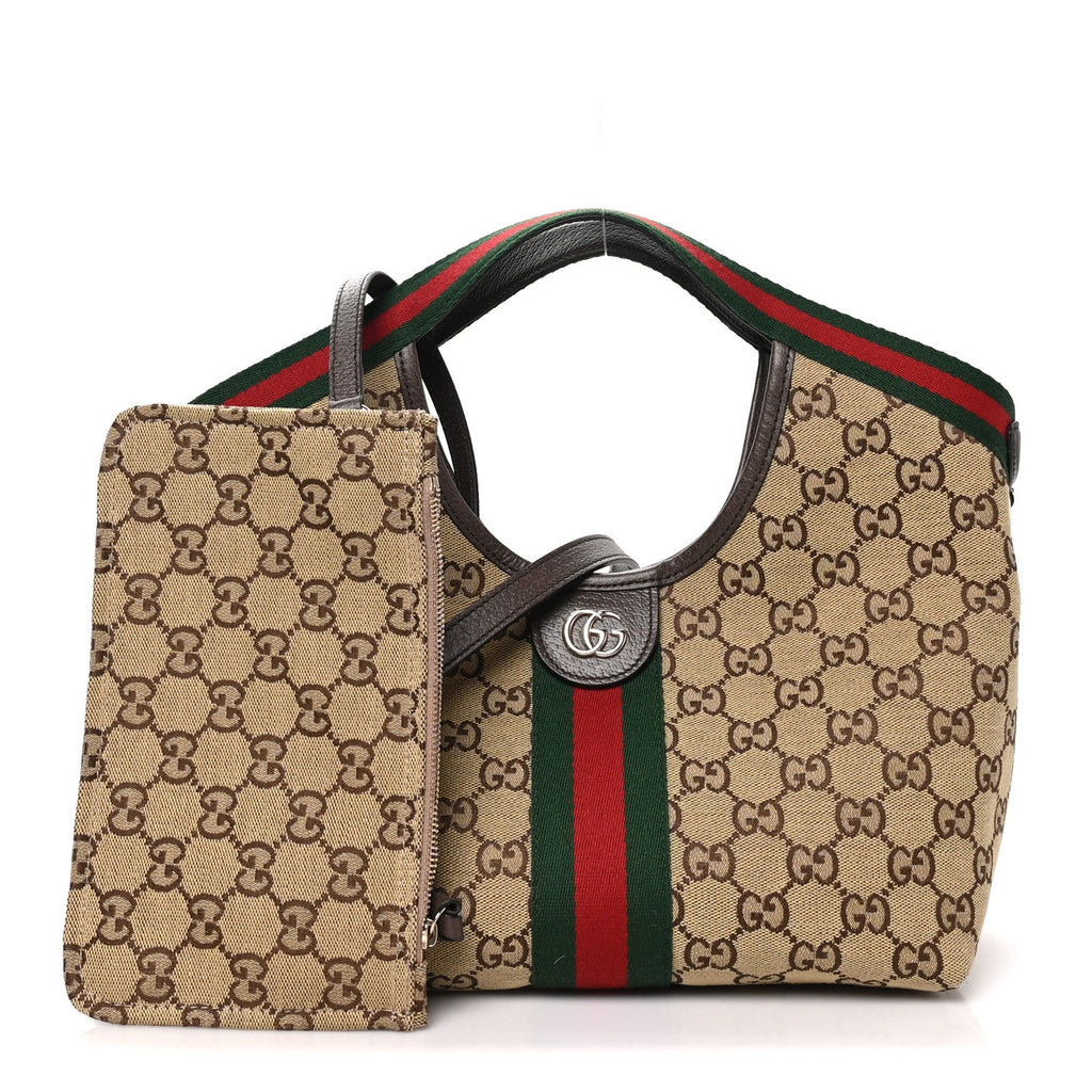 Monogram Web Small Giglio Tote Beige Dark Brown wholesalehk.shop
