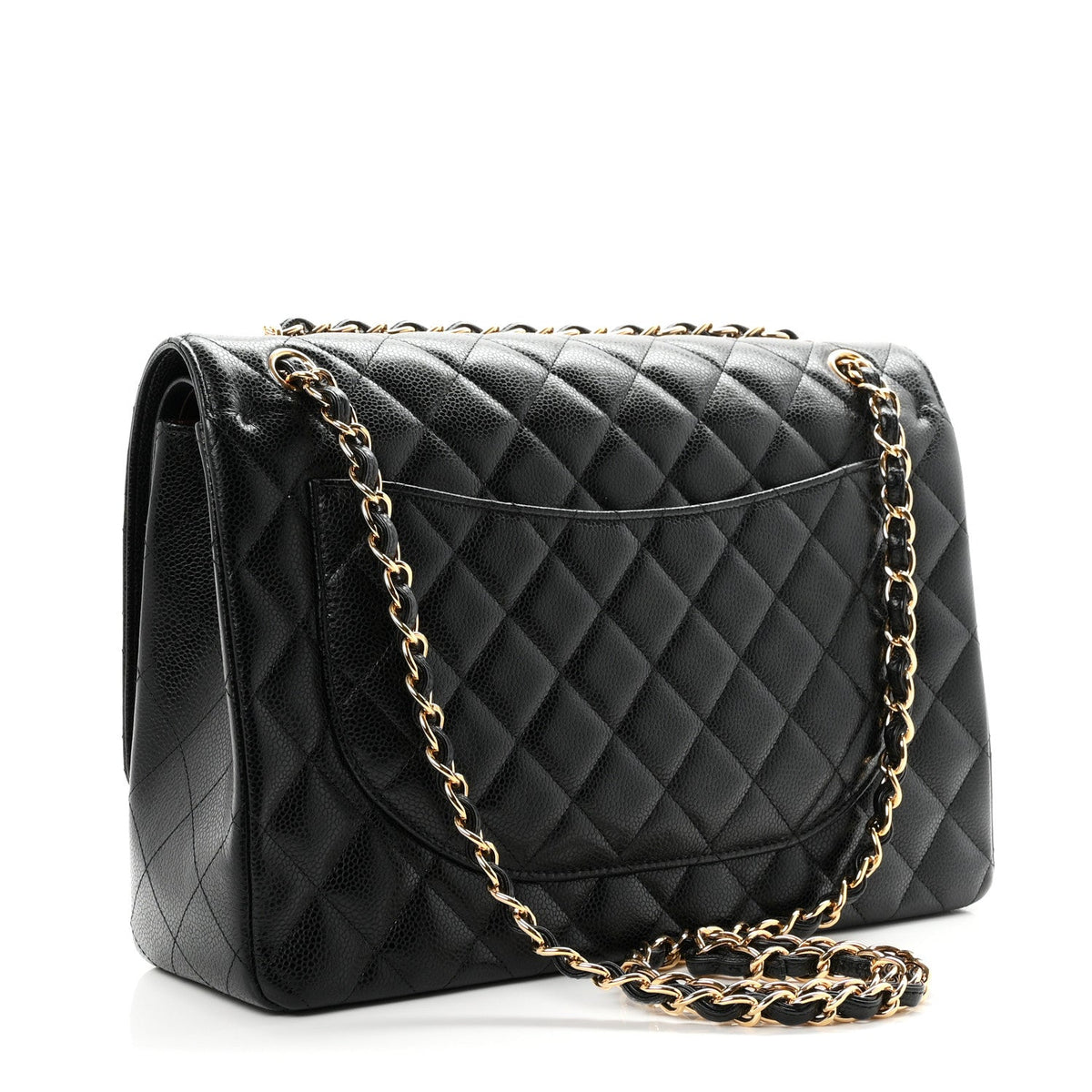 Caviar Quilted Maxi Double Flap Black wholesalehk.shop