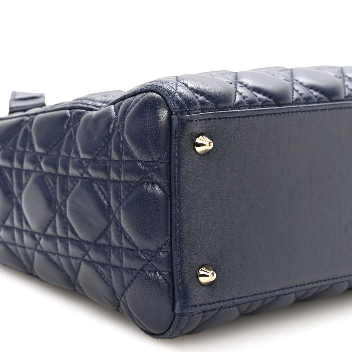 Lambskin Cannage Medium Lady Dior Navy Blue wholesalehk.shop