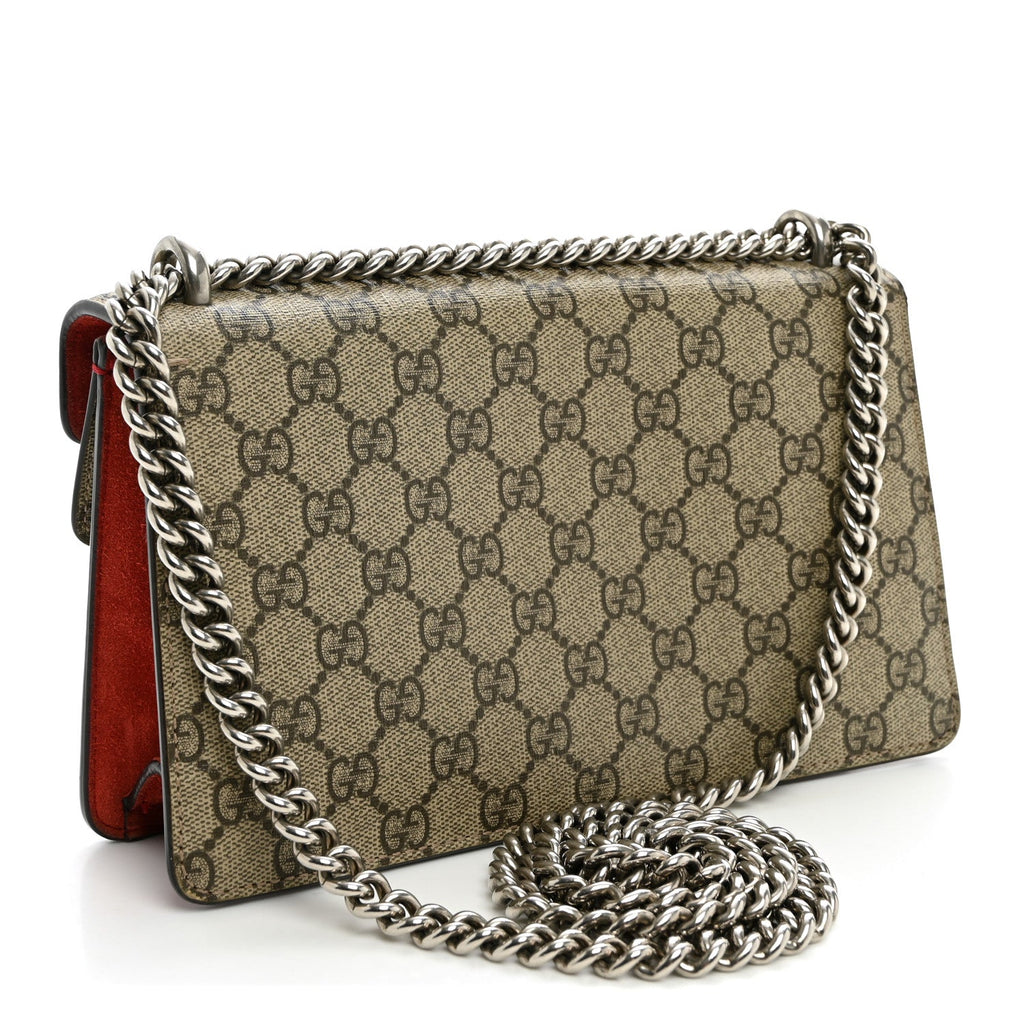 GG Supreme Monogram Suede Crystal Small Dionysus Shoulder Bag Beige Ebony Vulcanic Red wholesalehk.shop