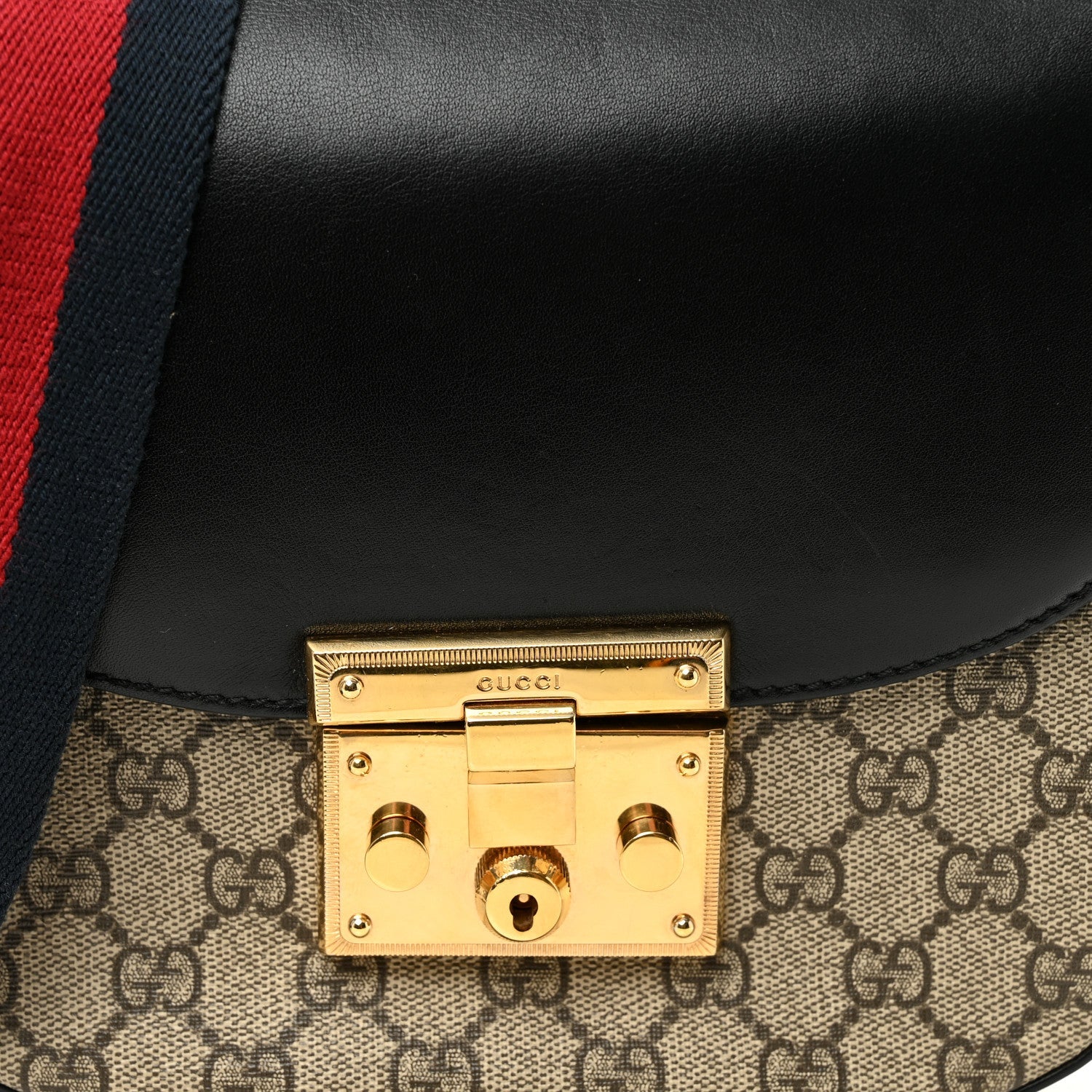 GG Supreme Monogram Web Medium Padlock Messenger Shoulder Bag Black £¨ Direct shipment via from wholesalehk.shop