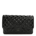 Shiny Crumpled Calfskin Quilted Jumbo Double Flap So Black wholesalehk.shop