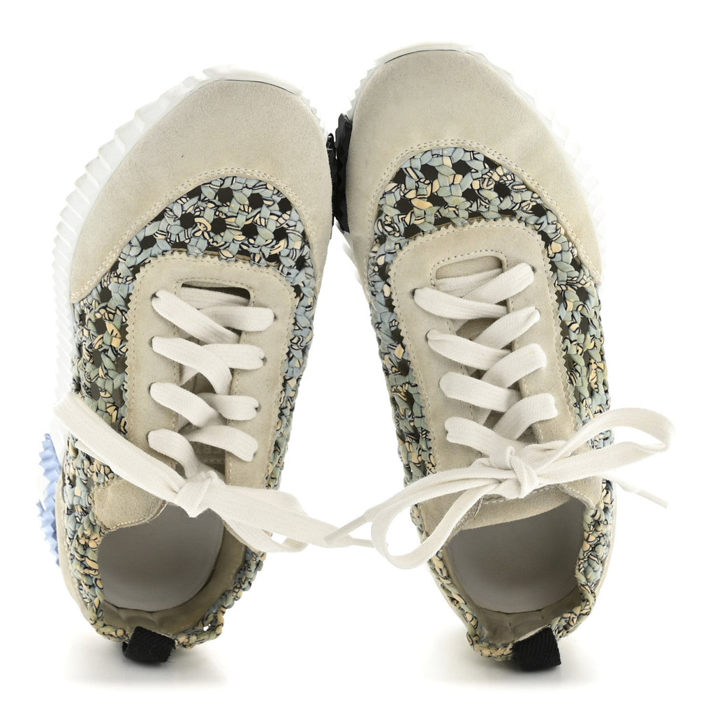 Braided Silk Suede Sneakers 35 Bleu Clair White wholesalehk.shop