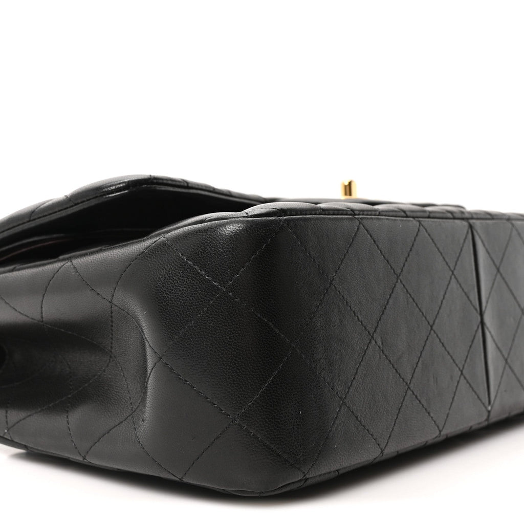 Lambskin Quilted Jumbo Double Flap Black wholesalehk.shop