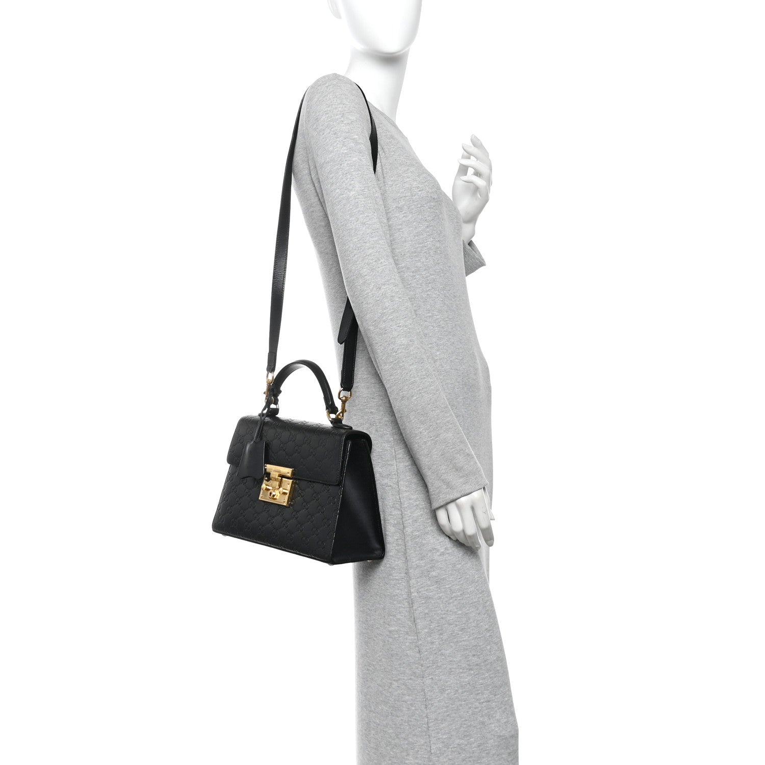 Guccissima Signature Small Padlock Top Handle Bag Black Black £¨ Direct shipment via from wholesalehk.shop