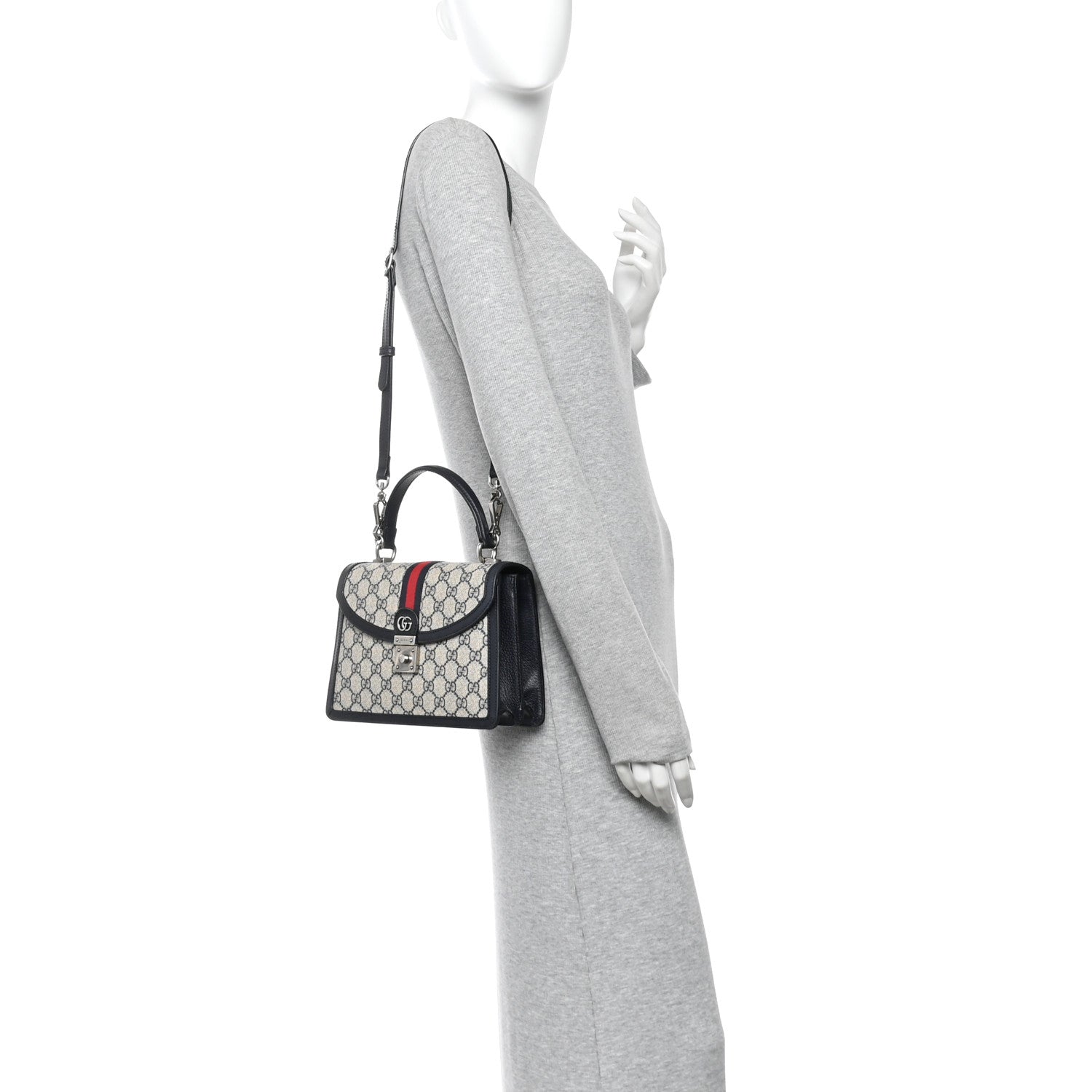 GG Supreme Monogram Textured Dollar Calfskin Web Small Ophidia Padlock Top Handle Bag Beige Blue £¨ Direct shipment via from wholesalehk.shop