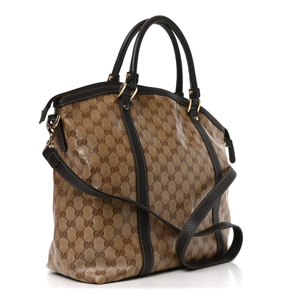 Crystal Monogram Large GG Charm Dome Satchel Dark Brown wholesalehk.shop