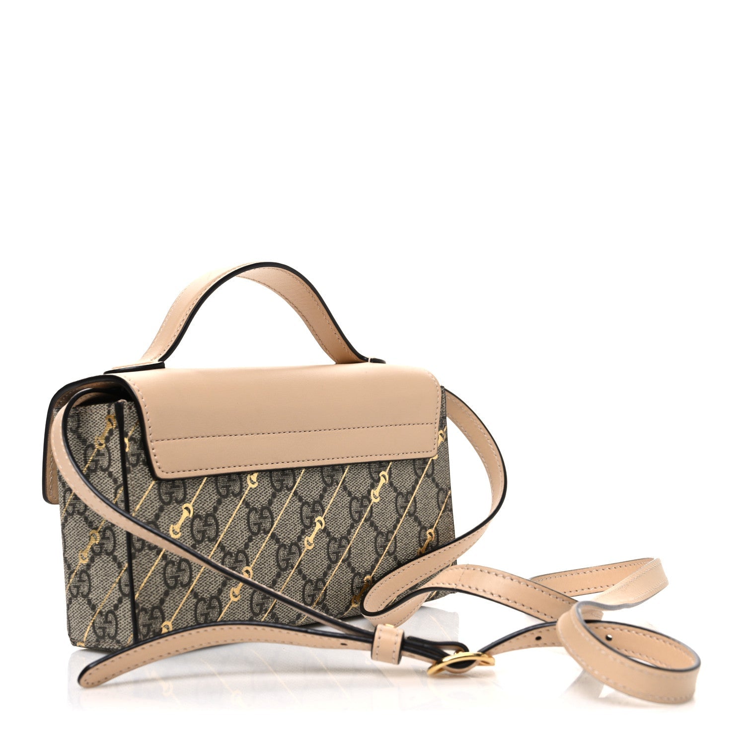 GG Supreme Monogram Calfskin Horsebit Print Mini Padlock Top Handle Shoulder Bag Beige Ebony Light Pink £¨ Direct shipment via from wholesalehk.shop