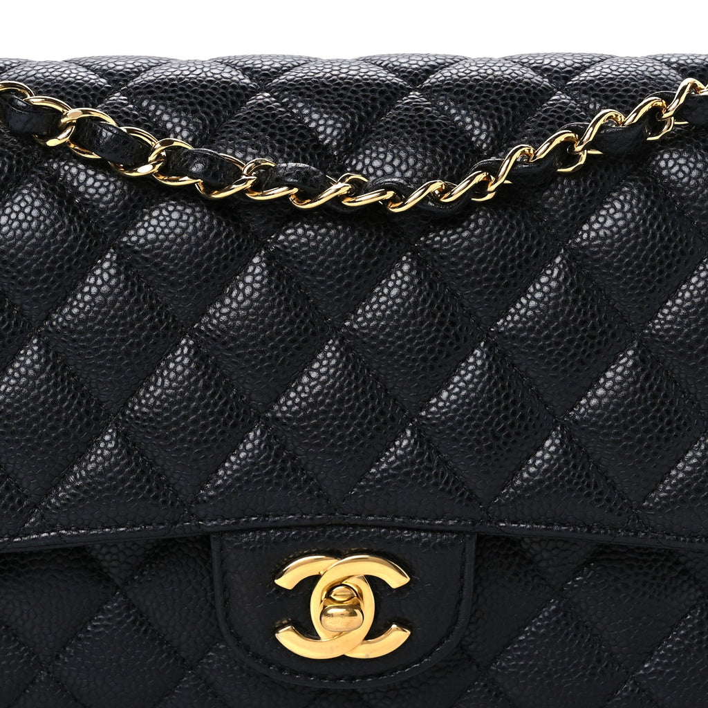 Caviar Quilted Medium Double Flap Black wholesalehk.shop