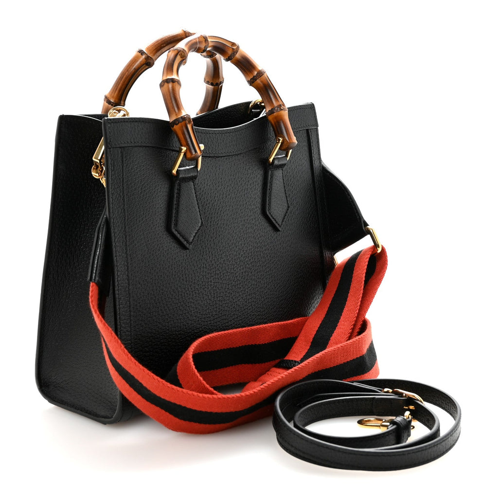 Textured Dollar Calfskin Web Small Diana Tote Bag Black Dusty Grey wholesalehk.shop