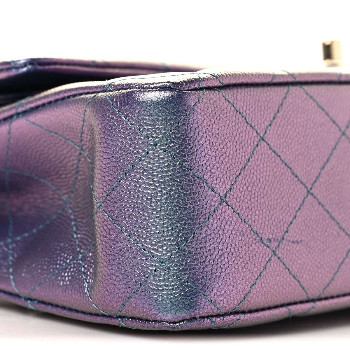 Iridescent Caviar Quilted Medium Double Flap Purple wholesalehk.shop