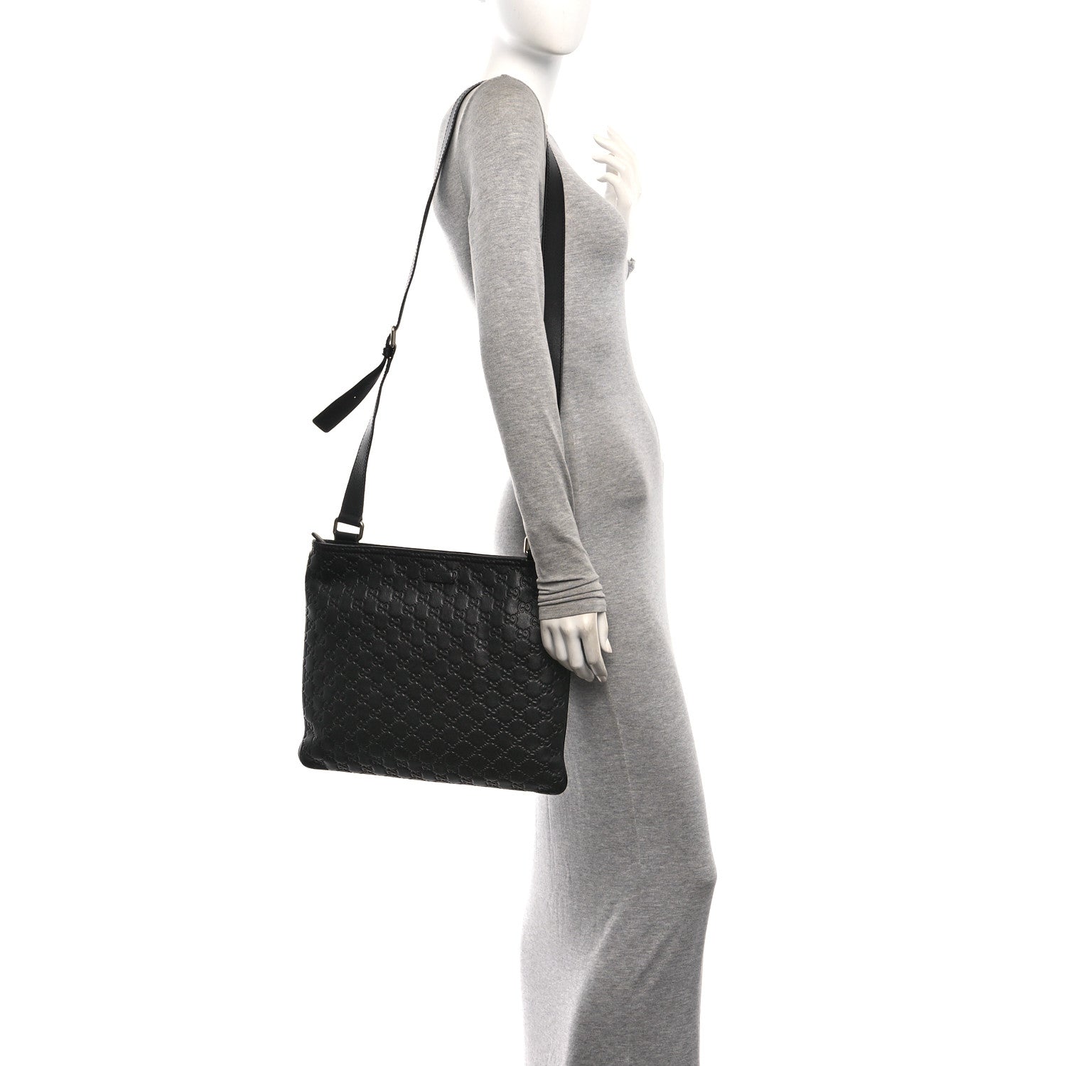 Guccissima Medium Flat Messenger Bag Black £¨ Direct shipment via from wholesalehk.shop