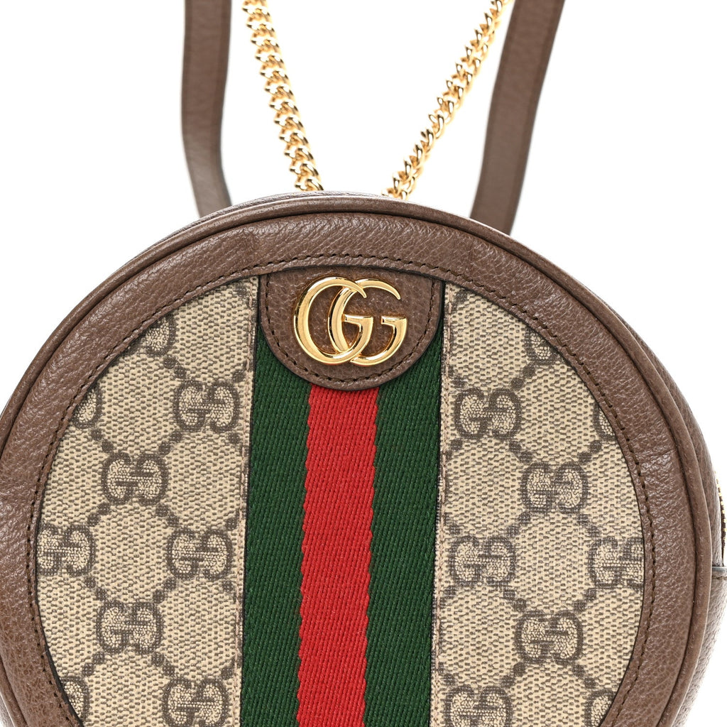 GG Supreme Monogram Web Mini Ophidia Round Backpack Brown wholesalehk.shop